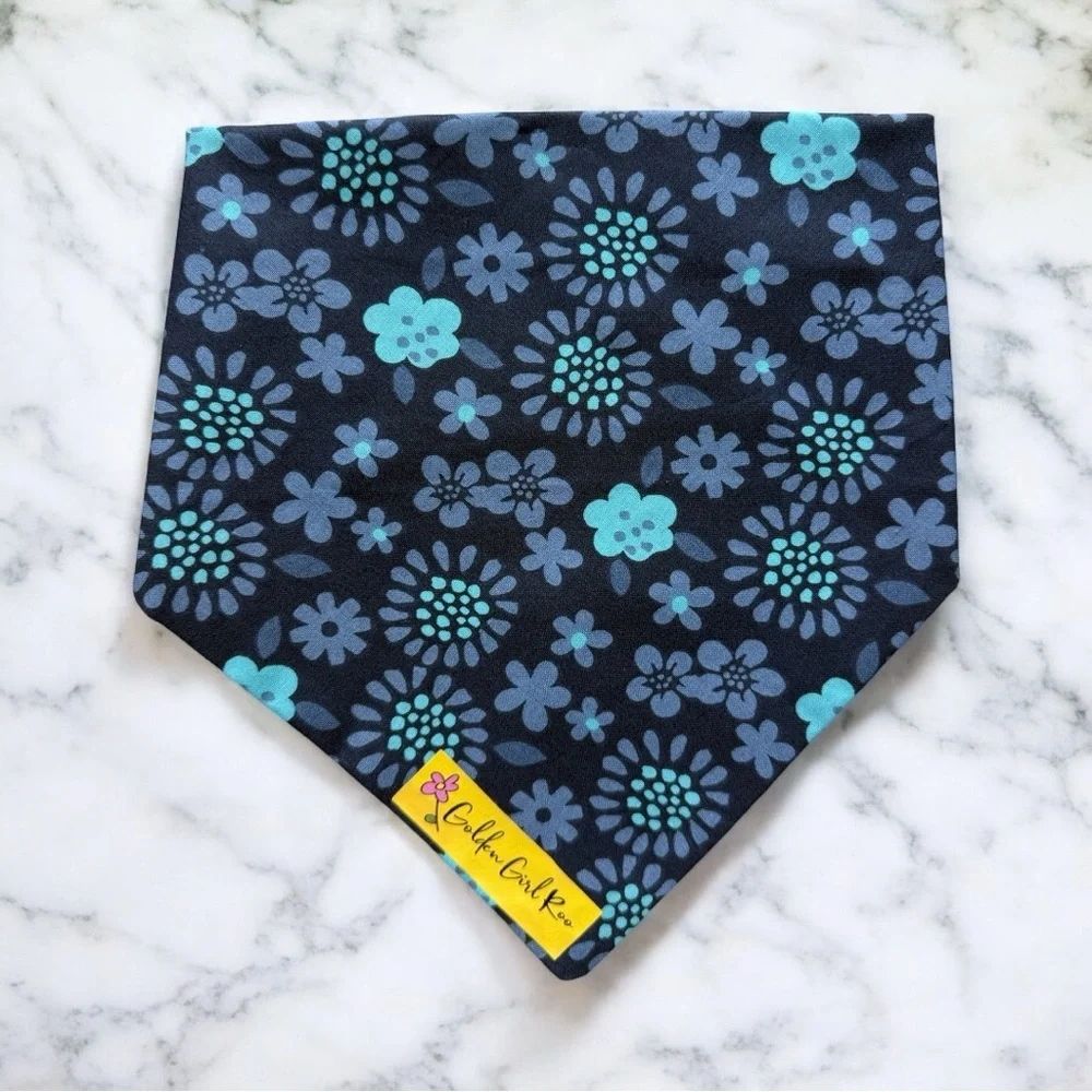 DOG Bandana - Blue Petite Flowers - Size L Large